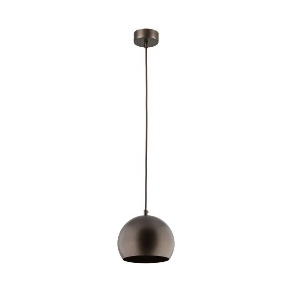 Pendelleuchte Braun Metall rund Ø 17 cm klein E27 Kugel
