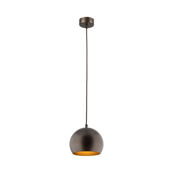 Pendelleuchte Braun Metall rund Ø 17 cm klein E27 Kugel