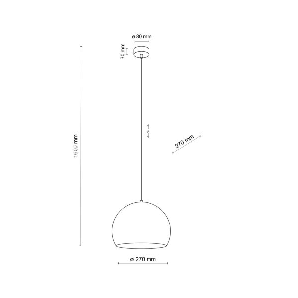 Lampe à suspendre métal ronde Ø 27 cm rouge réglable E27 boule rétro