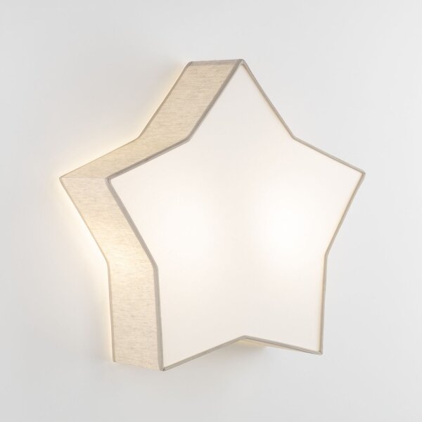 Lampe pour chambre denfant Lin 45 cm de long Étoile Blanc Beige 2x E27