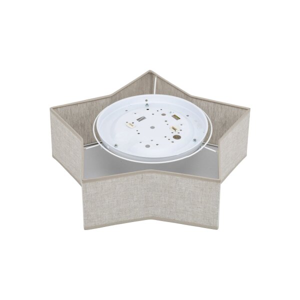 Lampe pour chambre denfant Lin 45 cm de long Étoile Blanc Beige 2x E27