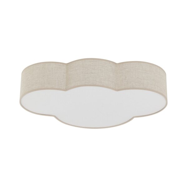 Deckenleuchte Kinderzimmer Leinen 4x E27 Beige Weiß Wolke