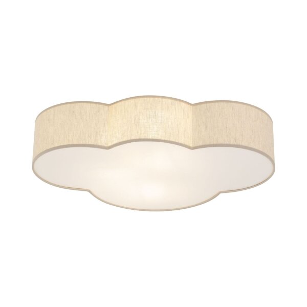 Deckenleuchte Kinderzimmer Leinen 4x E27 Beige Weiß Wolke