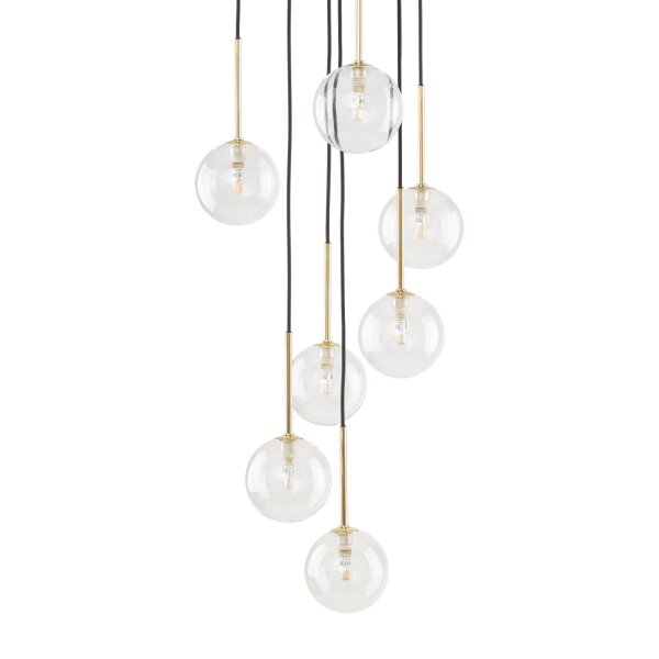 Suspension verre métal H : max. 97 cm réglable 7x G9