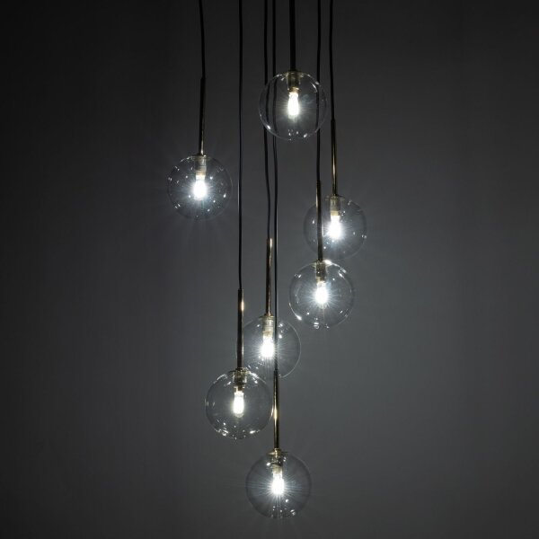 Suspension verre métal H : max. 97 cm réglable 7x G9