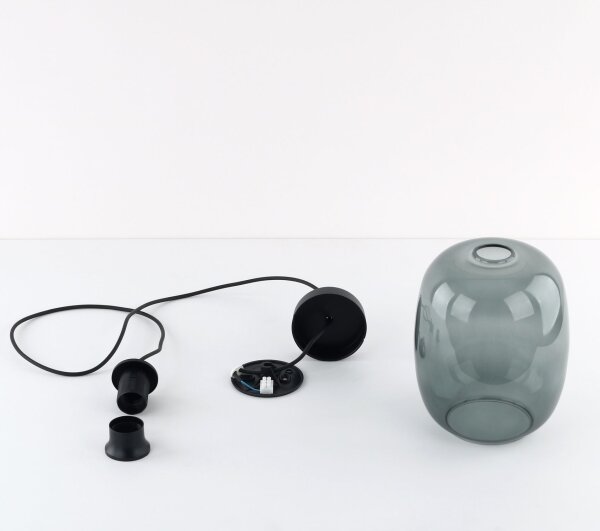 Hängeleuchte Rauchglas Ø 20 cm H: max. 1,7 m verstellbar E27