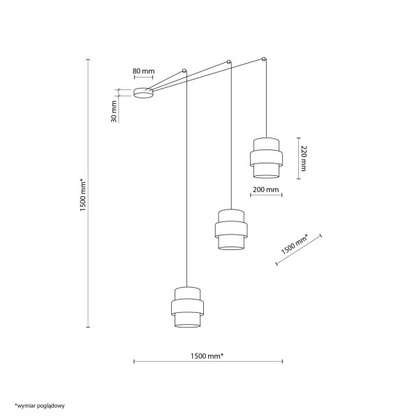 Lampe à suspendre tissu E27 L : max. 4 m réglable 3-flamme