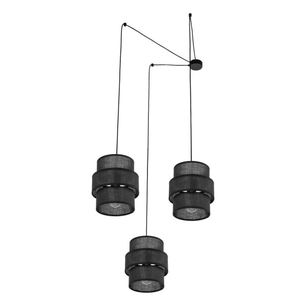 Suspension Noir Tissu XXL L : max. 4 m 3-flamme E27
