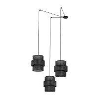 Suspension Noir Tissu XXL L : max. 4 m 3-flamme E27