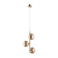 Pendelleuchte Rauchglas Metall B: 23cm in Gold Bernstein...