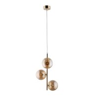 Pendelleuchte Rauchglas Metall B: 23cm in Gold Bernstein...