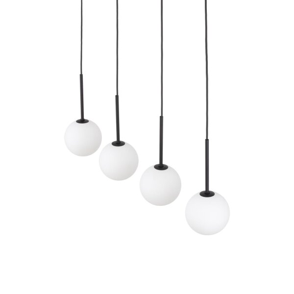 Hängeleuchte Metall Glas L: 78 cm Schwarz Weiß 4x G9