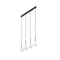 Hängeleuchte Metall Glas L: 78 cm Schwarz Weiß...