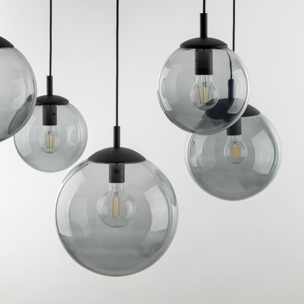 Pendelleuchte Rauchglas Metall H: max. 2,1 m XXL verstellbar