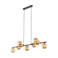 Hängeleuchte Glas Metall L: 116 cm Braun Bernstein...