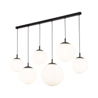 H&auml;ngelampe Glas Metall 130 cm lang H: max. 175 cm 6x E27