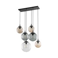 Pendelleuchte Rauchglas L: 77 cm H: max. 140 cm 6x E27