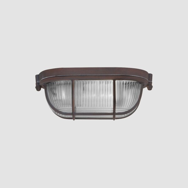 Deckenlampe Riffelglas Metall Braun L:21 cm Industrie