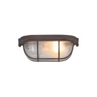 Deckenlampe Riffelglas Metall Braun L:21 cm Industrie