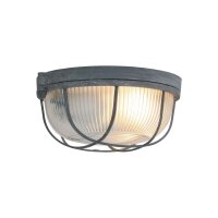 Plafonnier rond gris verre strié métal E27...