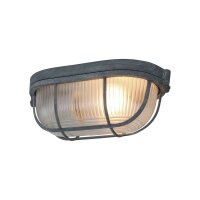 Deckenleuchte Riffelglas Metall Grau L:21 cm Industrie