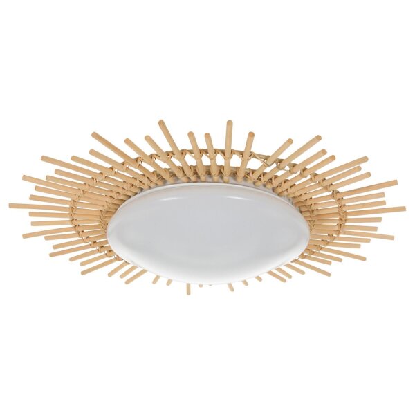 Plafonnier LED bois plastique naturel blanc Ø50 cm