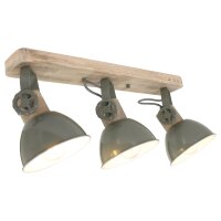 Deckenspot Holz Metall Gr&uuml;n 59 cm E27 3-flmg flexibel