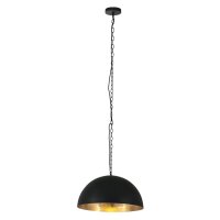 Lampe à suspendre ronde en métal noir et or...