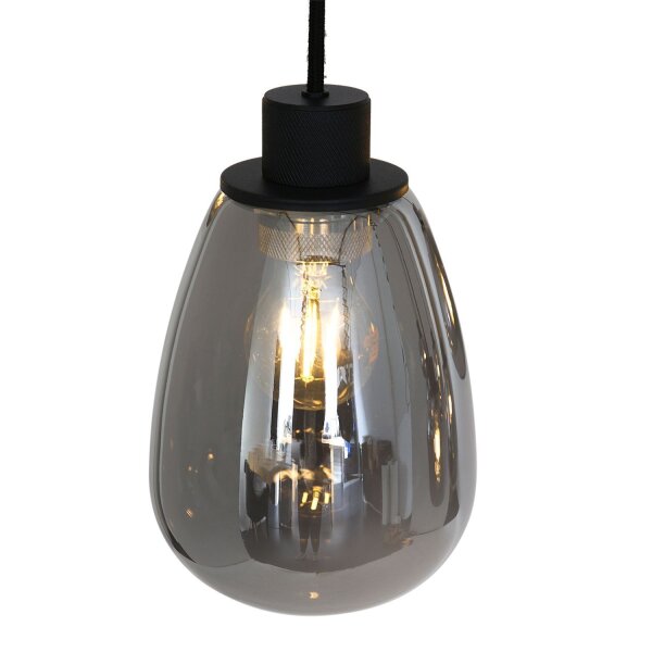 Lampe à suspendre ronde noir gris fumé verre métal 145 cm