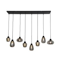Runde Hängelampe Schwarz Rauchgrau Glas Metall 145 cm
