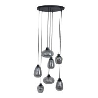 Hängelampe Glas Metall Schwarz Rauchgrau Ø50...