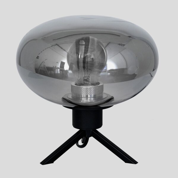 Stilvolle Tischlampe Metall Glas in Rauchgrau E27 22 cm