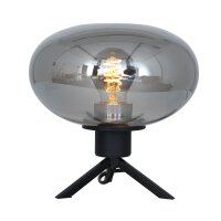 Stilvolle Tischlampe Metall Glas in Rauchgrau E27 22 cm