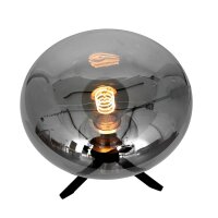 Stilvolle Tischlampe Metall Glas in Rauchgrau E27 22 cm