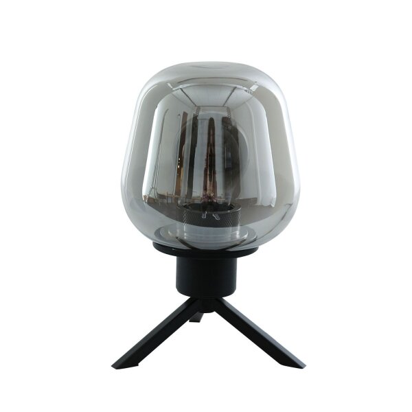 Tischlampe Glasschirm Schwarz Rauchgrau 23 cm elegant