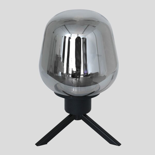 Tischlampe Glasschirm Schwarz Rauchgrau 23 cm elegant