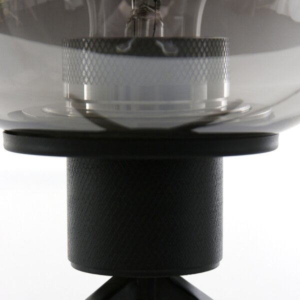 Tischlampe Glasschirm Schwarz Rauchgrau 23 cm elegant