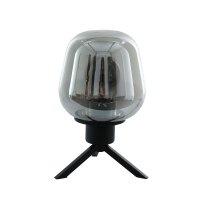 Tischlampe Glasschirm Schwarz Rauchgrau 23 cm elegant
