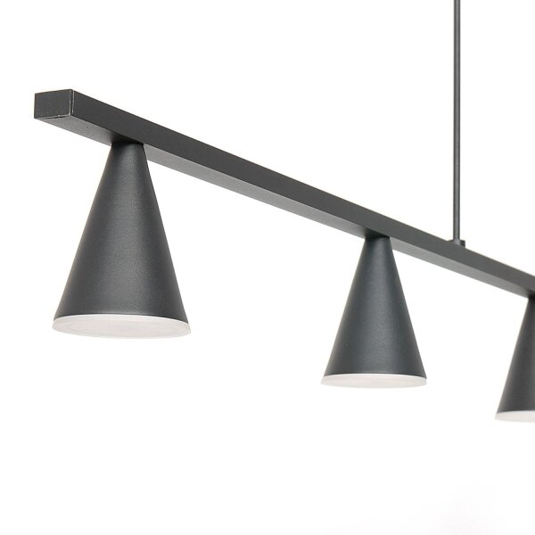 Große LED Pendelleuchte Metall Schwarz L:120 cm 4000 K