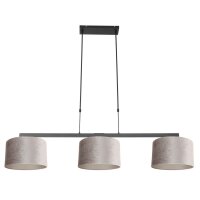 H&auml;ngelampe Metall Stoff in Schwarz Silber 140 cm lang