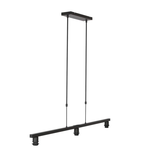 Pendelleuchte Schwarz Grau Metall Stoff 140 cm wohnlich
