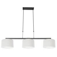 H&auml;ngelampe Schwarz Wei&szlig; Metall Stoff 140 cm 3-flammig