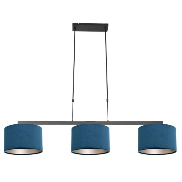 Gemütliche Hängelampe Schwarz Blau Metall Stoff 140 cm