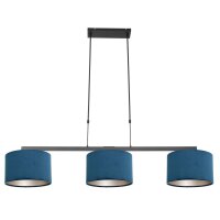 Gem&uuml;tliche H&auml;ngelampe Schwarz Blau Metall Stoff 140 cm