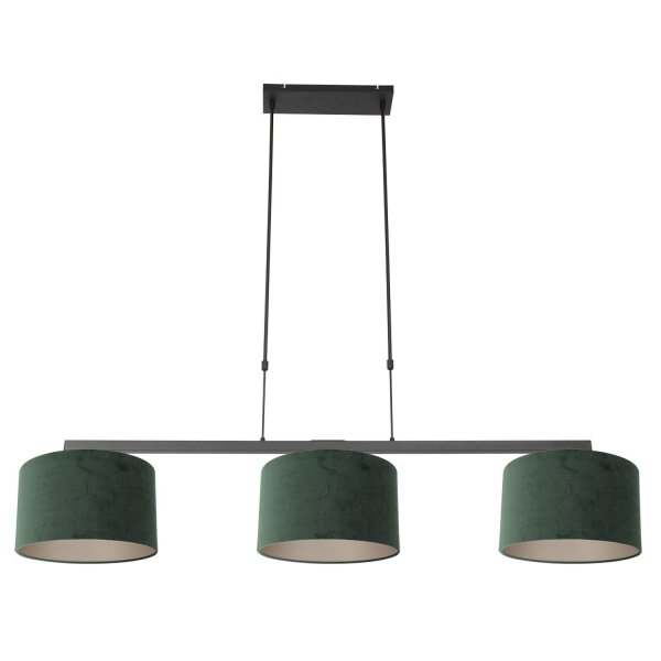 Gemütliche Hängelampe Schwarz Grün Metall Stoff 140 cm