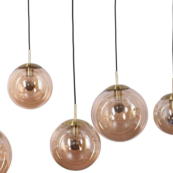 Lange Hängelampe Glas in Bernstein 120 cm E27 Modern