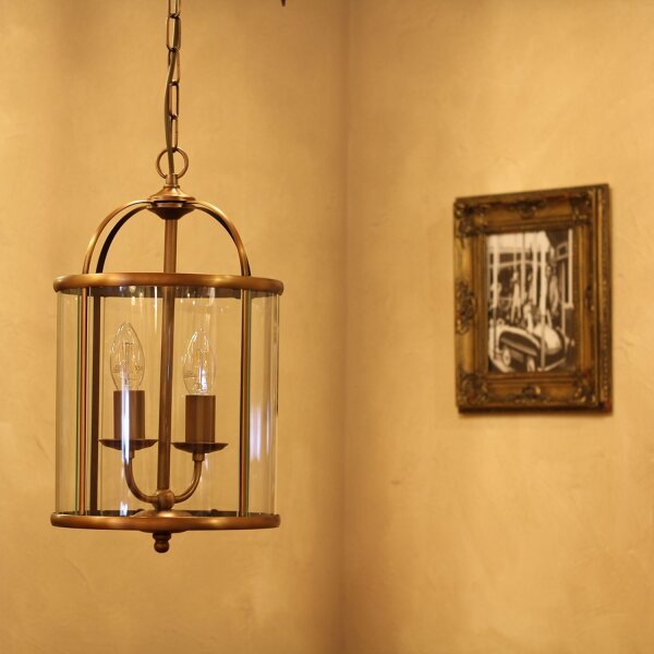 Hängelampe Glas Metall in Bronze B:23 cm E14 elegant
