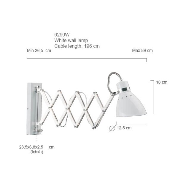 Projecteur mural extensible dimmable Blanc P:90 cm Fiche