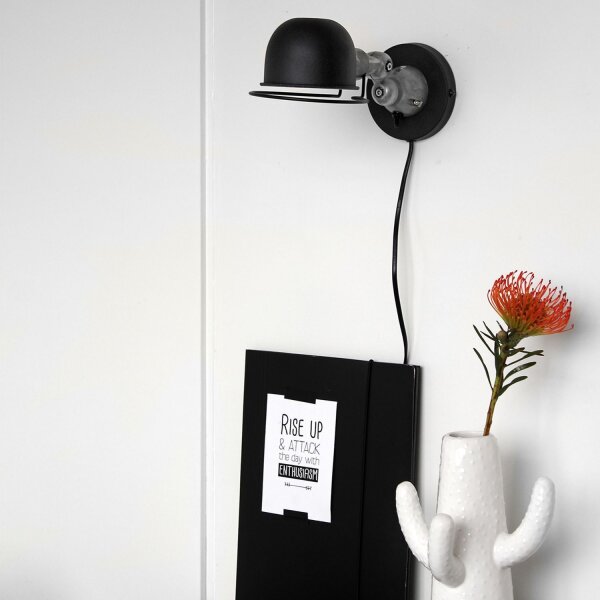 Wandspot mit Stecker in Schwarz Silber T:29 cm flexibel