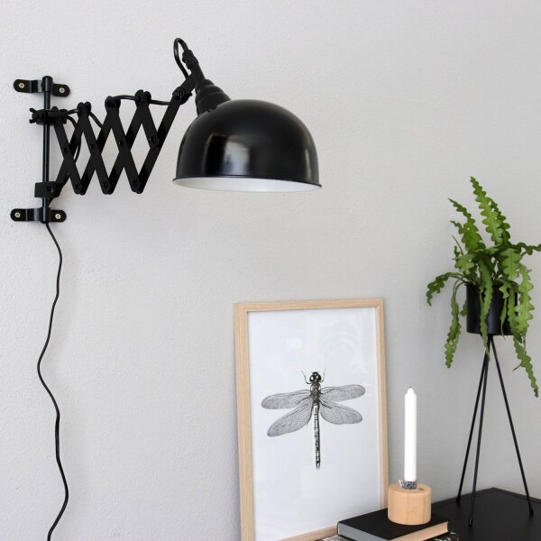Spot mural métal noir P:56 cm avec prise flexible